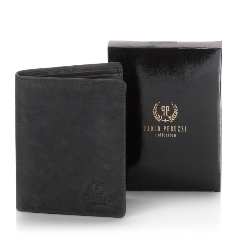 Portfel Męski skórzany granatowy RFID Paolo Peruzzi IN-01-DB