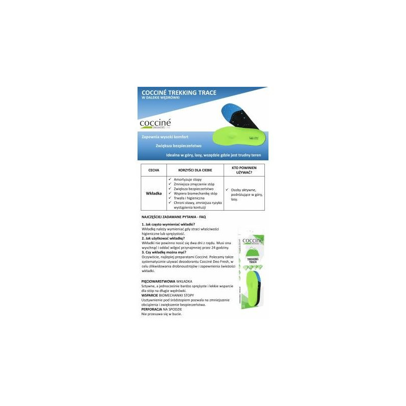 Wkładki do butów obuwie trekkingowe Coccine Trekking Trace R 37-38
