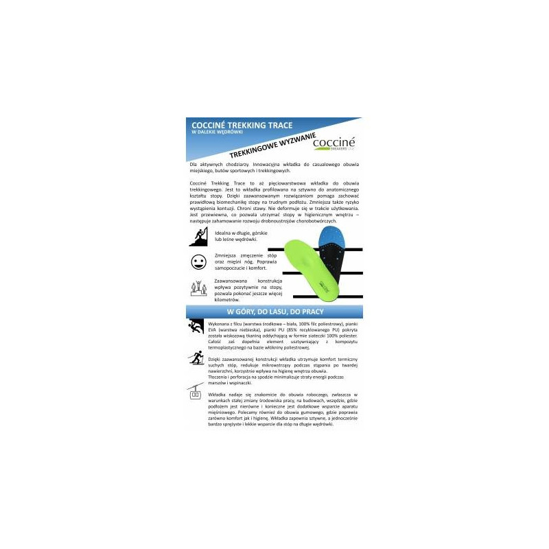 Wkładki do butów obuwie trekkingowe Coccine Trekking Trace R 45-46