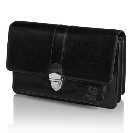 ELEGANCKA SASZETKA MĘSKA DO RĘKI ZE SKÓRY CZARNA PAOLO PERUZZI T-21-BL