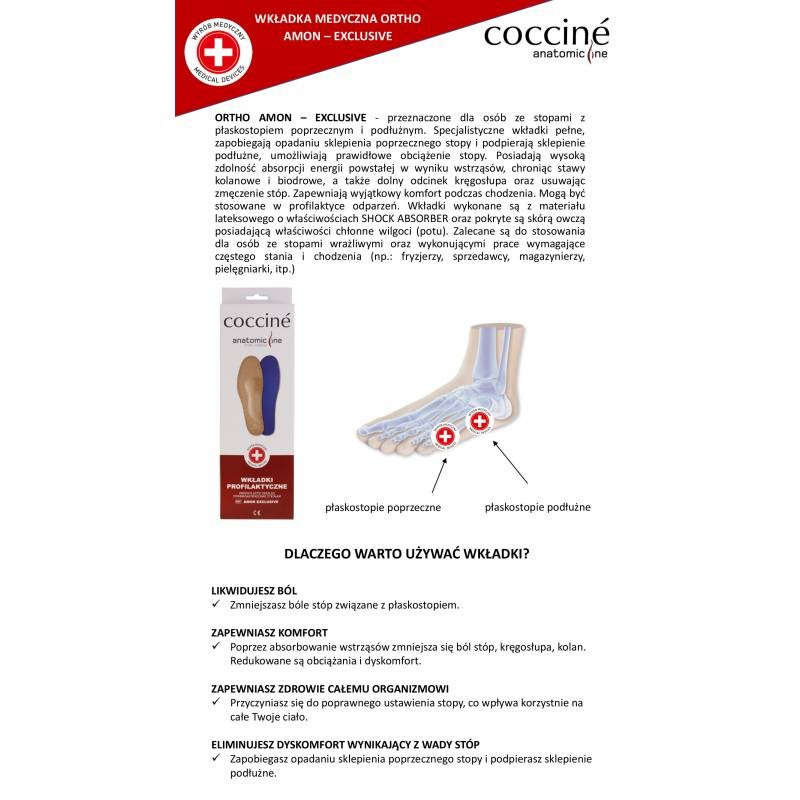 WKŁADKI DO BUTÓW MEDYCZNE COCCINE ORTHO AMON rozm 45-46
