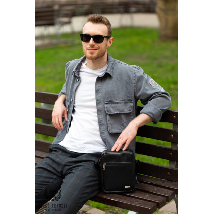 SKÓRZANA SASZETKA MĘSKA NA RAMIĘ PAOLO PERUZZI Z-17-BL