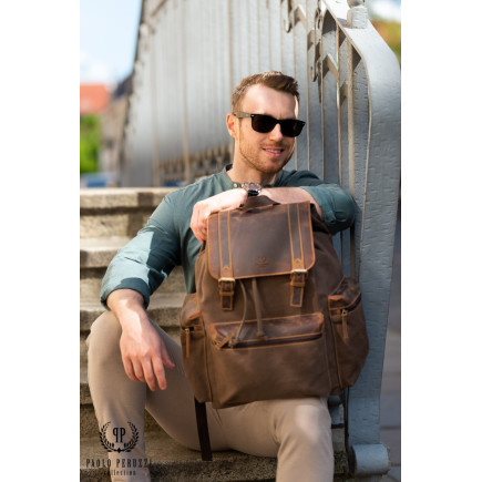 PLECAK SKÓRZANY PAOLO PERUZZI VINTAGE T-37-BR