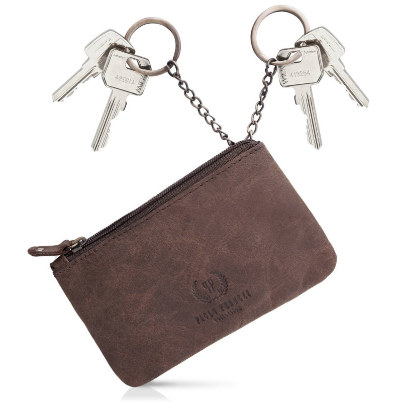 BRĄZOWE SKÓRZANE ETUI NA KLUCZE PAOLO PERUZZI T-51-BR