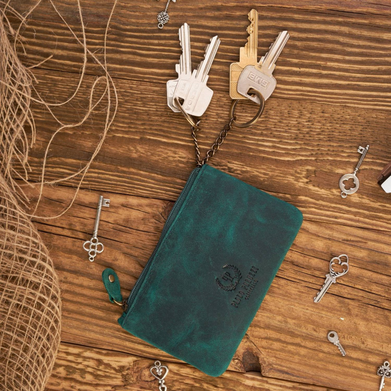 ZIELONE SKÓRZANE ETUI NA KLUCZE PAOLO PERUZZI T-51-GR