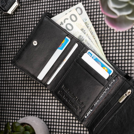 PORTFEL MĘSKI SKÓRZANY Z OCHRONĄ RFID T-54-BL