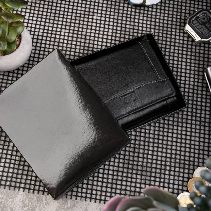 PORTFEL MĘSKI SKÓRZANY Z OCHRONĄ RFID T-54-BL