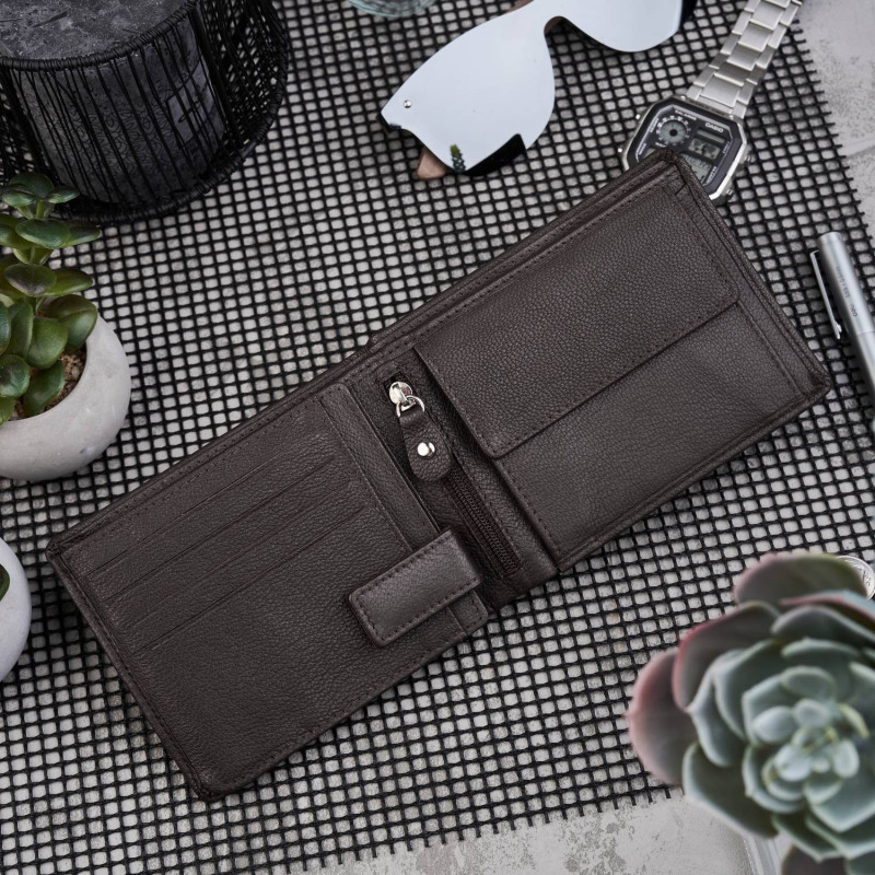 PORTFEL MĘSKI SKÓRZANY Z OCHRONĄ RFID PAOLO PERUZZI T-48-BR