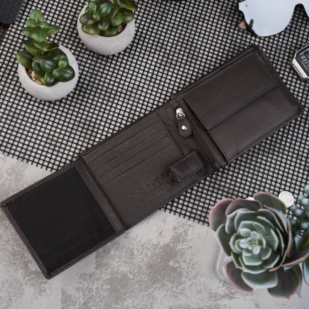 PORTFEL MĘSKI SKÓRZANY Z OCHRONĄ RFID PAOLO PERUZZI T-48-BR