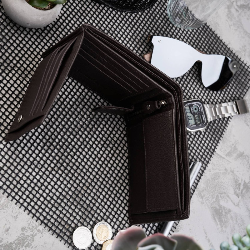 PORTFEL MĘSKI SKÓRZANY Z OCHRONĄ RFID PAOLO PERUZZI T-48-BR