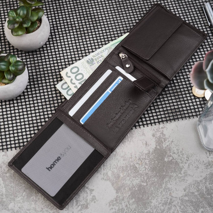 PORTFEL MĘSKI SKÓRZANY Z OCHRONĄ RFID PAOLO PERUZZI T-48-BR