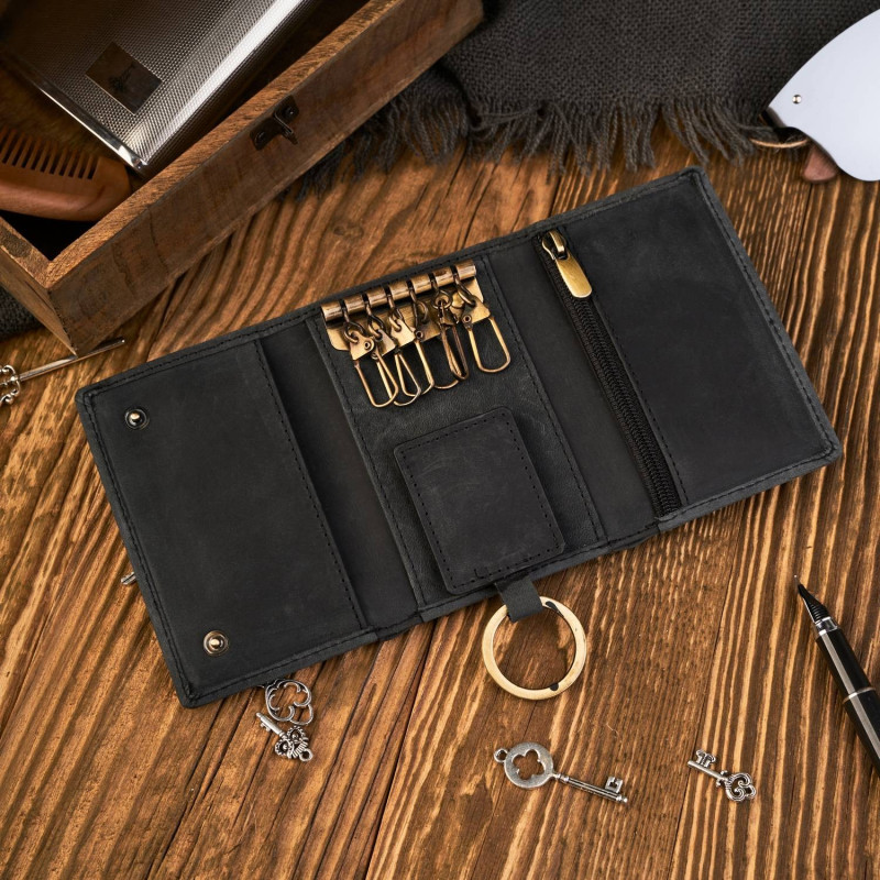 SKÓRZANE ETUI NA KLUCZE VINTAGE PAOLO PERUZZI T-49-BL