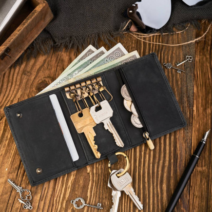 SKÓRZANE ETUI NA KLUCZE VINTAGE PAOLO PERUZZI T-49-BL