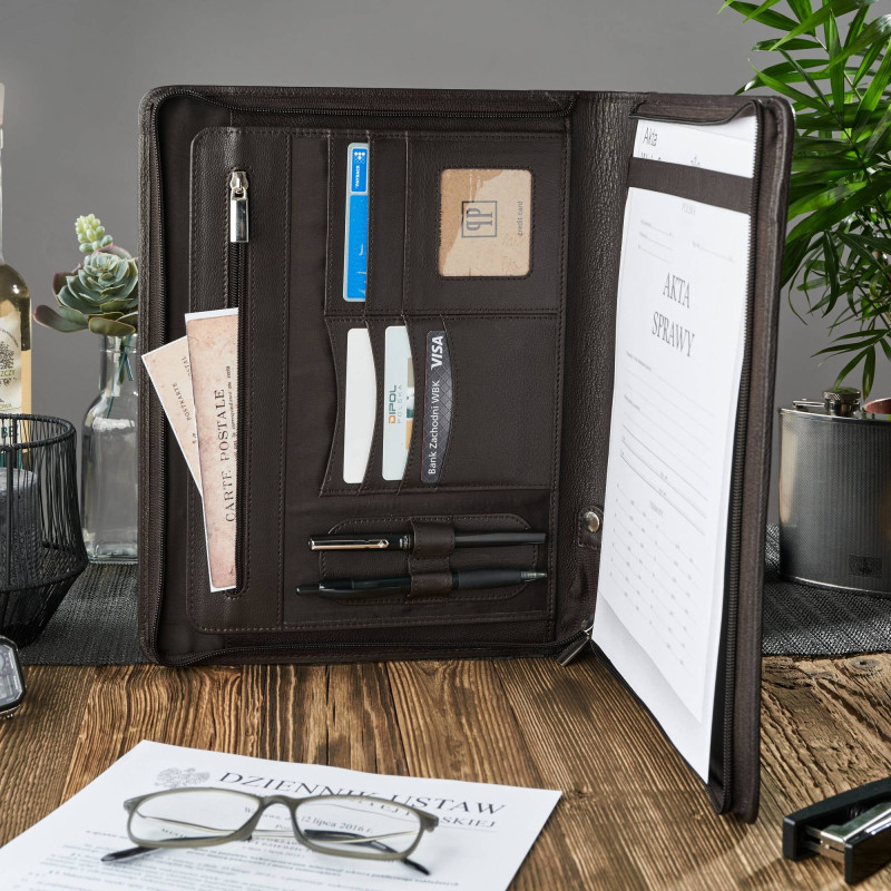 KLASYCZNY BIWUAR SKÓRZANY BRĄZOWY PAOLO PERUZZI T-58-BR