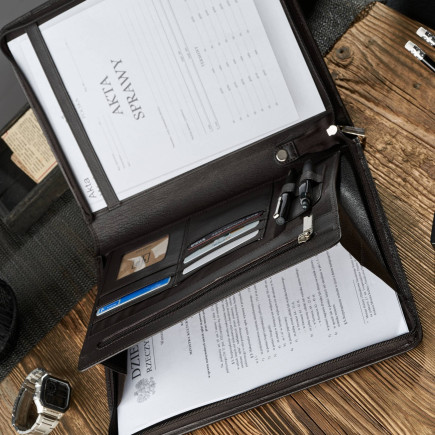 KLASYCZNY BIWUAR SKÓRZANY BRĄZOWY PAOLO PERUZZI T-58-BR