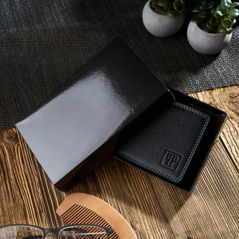 PORTFEL MĘSKI ZE SKÓRY Z OCHRONĄ RFID PAOLO PERUZZI T-69-BL