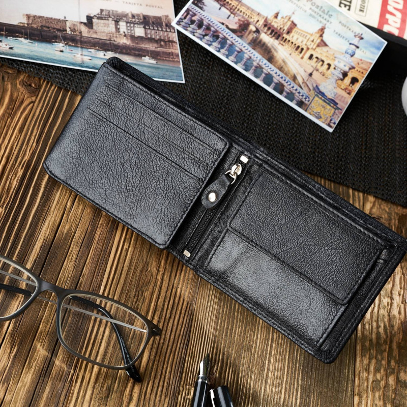 PORTFEL MĘSKI ZE SKÓRY Z OCHRONĄ RFID PAOLO PERUZZI T-69-BL