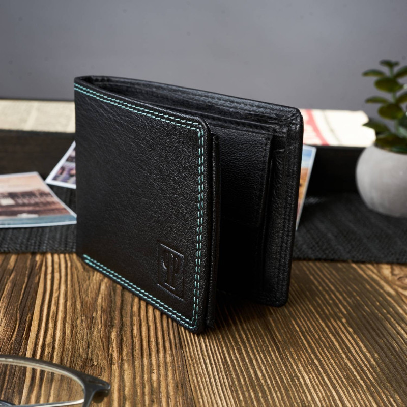 PORTFEL MĘSKI ZE SKÓRY Z OCHRONĄ RFID PAOLO PERUZZI T-69-BL