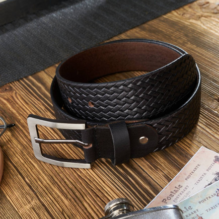 PASEK MĘSKI 100 CM KLASYCZNY ZE SKÓRY CZARNY PAOLO PERUZZI 03Z01100