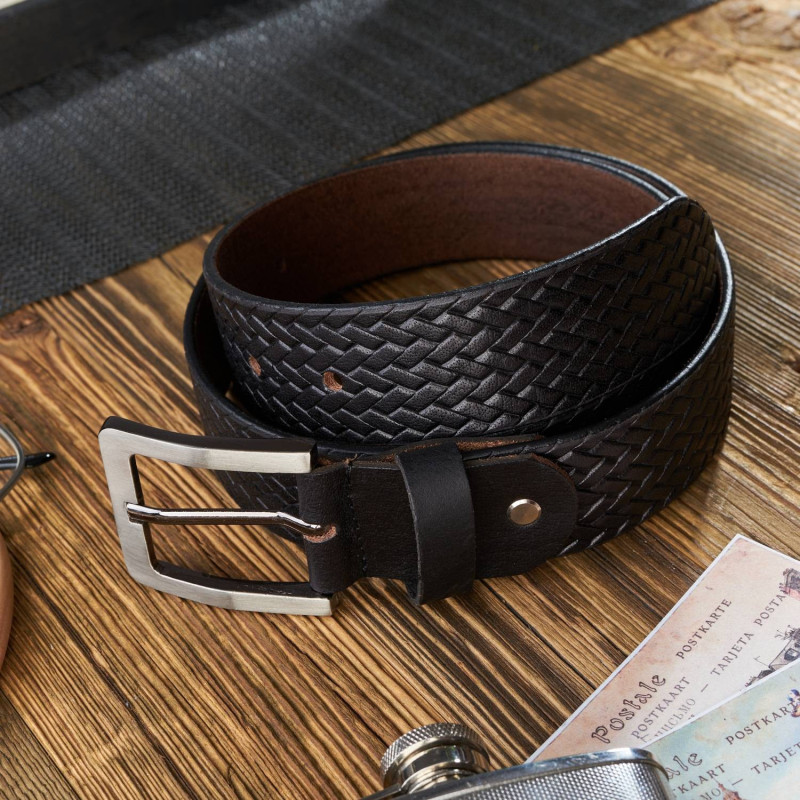 PASEK MĘSKI 100 CM KLASYCZNY ZE SKÓRY CZARNY PAOLO PERUZZI 03Z01100