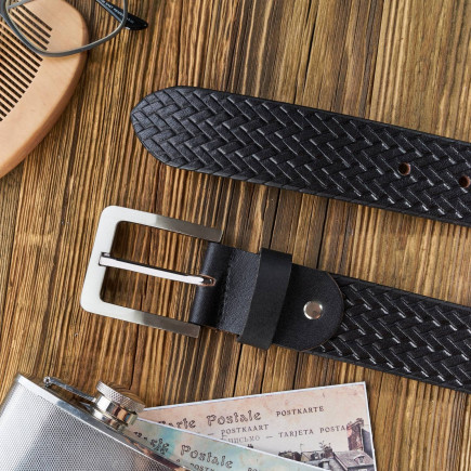 PASEK MĘSKI 100 CM KLASYCZNY ZE SKÓRY CZARNY PAOLO PERUZZI 03Z01100