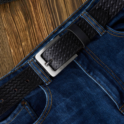 PASEK MĘSKI 100 CM KLASYCZNY ZE SKÓRY CZARNY PAOLO PERUZZI 03Z01100