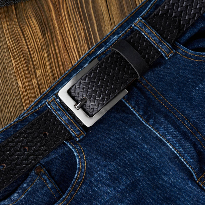 PASEK MĘSKI 100 CM KLASYCZNY ZE SKÓRY CZARNY PAOLO PERUZZI 03Z01100