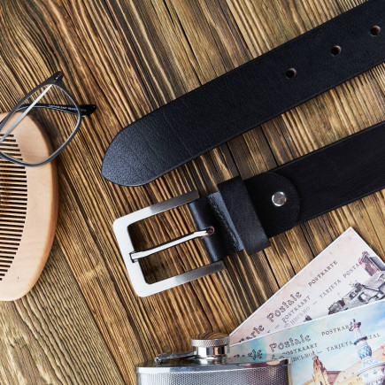 PASEK MĘSKI CZARNY ZE SKÓRY NATURALNEJ 110 CM Z KLAMRĄ KLASYCZNĄ PAOLO PERUZZI 04Z01110