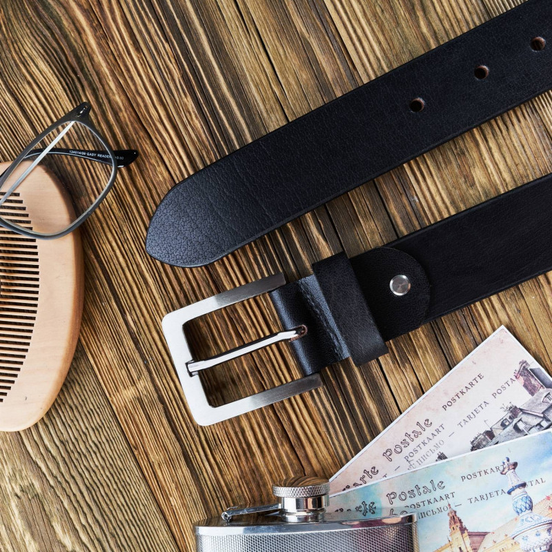 PASEK MĘSKI CZARNY ZE SKÓRY NATURALNEJ 110 CM Z KLAMRĄ KLASYCZNĄ PAOLO PERUZZI 04Z01110