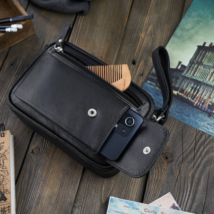 SKÓRZANA SASZETKA MĘSKA DO RĘKI PAOLO PERUZZI T-56-BL