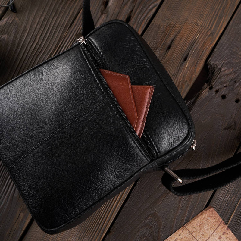 SKÓRZANA TORBA SASZETKA MĘSKA NA RAMIĘ PAOLO PERUZZI  T-74-BL