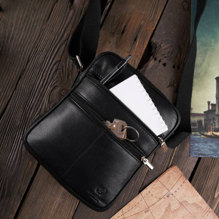 SKÓRZANA TORBA SASZETKA MĘSKA NA RAMIĘ PAOLO PERUZZI  T-74-BL