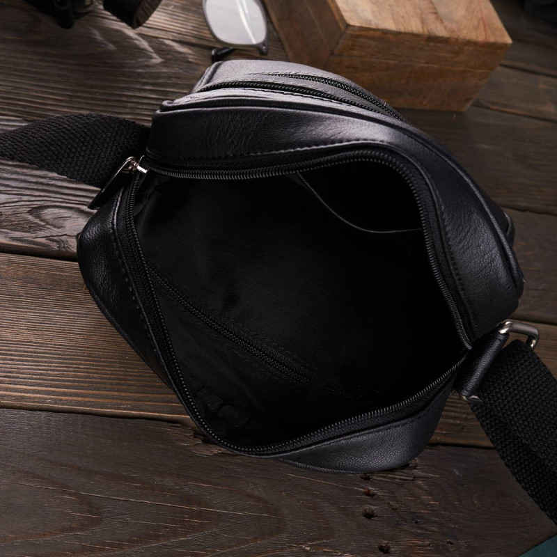 SKÓRZANA TORBA SASZETKA MĘSKA NA RAMIĘ PAOLO PERUZZI  T-74-BL