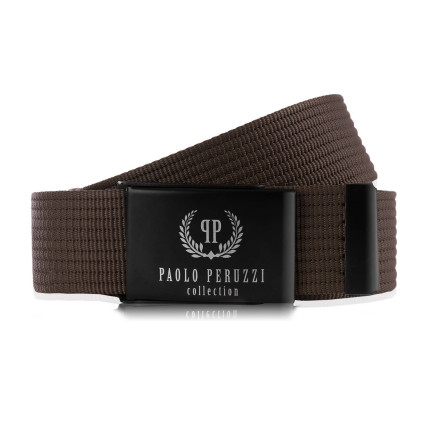 Pasek męski parciany 95 cm z klamrą zaciskową Paolo Peruzzi pasek męski brązowy PW-26-95