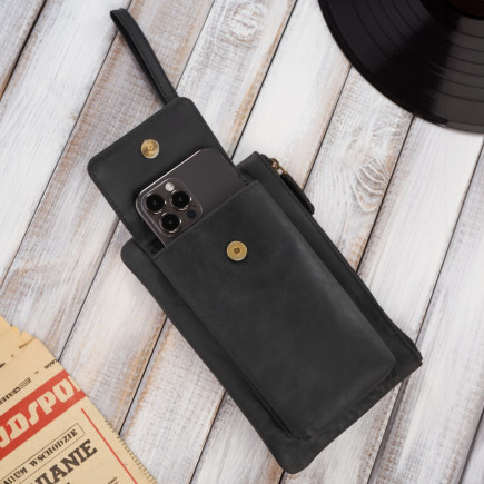 SASZETKA MĘSKA SKÓRZANA DO RĘKI VINTAGE PAOLO PERUZZI T-90-HBL