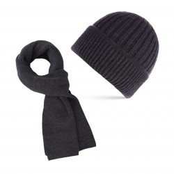 ZESTAW ZIMOWY MĘSKI SZARY ZES-27-GR CZAPKA BEANIE BR-02-GR I CIEPŁY SZALIK BR-07-GR