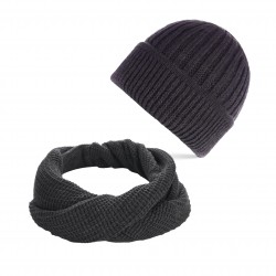 ZESTAW ZIMOWY MĘSKI ZES-28-GR CZAPKA TYPU BEANIE BR-02-GR I SZARY KOMIN BR-06-GR