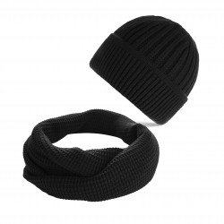 ZESTAW ZIMOWY MĘSKI ZES-28-BL CZAPKA TYPU BEANIE BR-02-BL I CZARNY KOMIN BR-06-BL