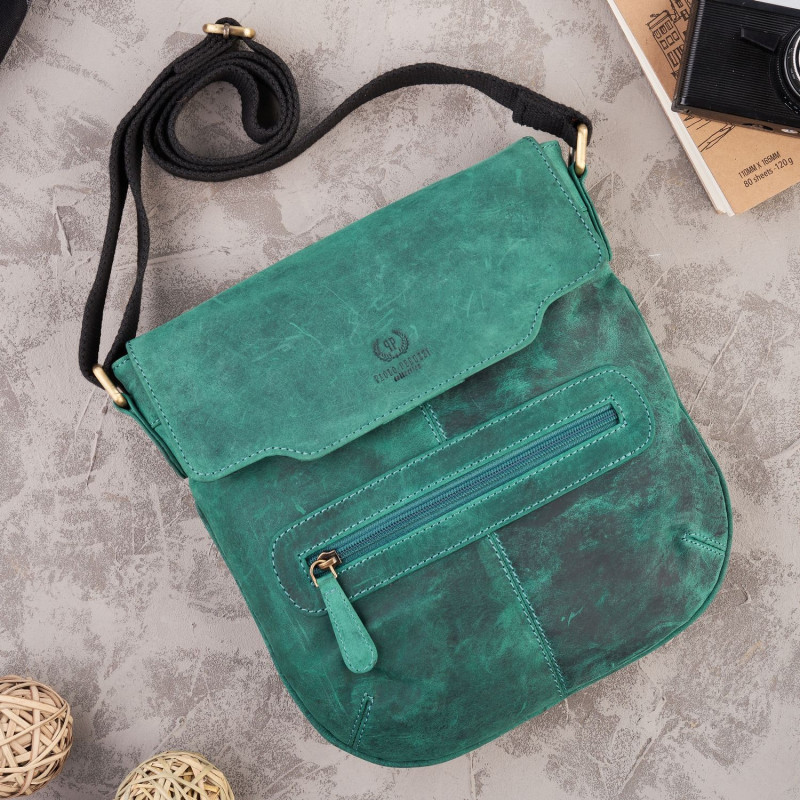 TOREBKA DAMSKA NA RAMIĘ, LISTONOSZKA SKÓRZANA PAOLO PERUZZI T-61-GR