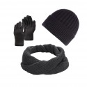 Zestaw zimowy męski ZES-32-GR czapka beanie BR-02-GR komin BR-06-GR i rękawiczki BR-08-GR