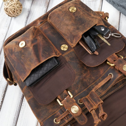 ZESTAW PREZENTOWY ZUP-100-BR PLECAK DAMSKI SKÓRZANY T-16-BR PORTFEL DAMSKI T-11-BR I BRELOK DO KLUCZY T-87-HBR