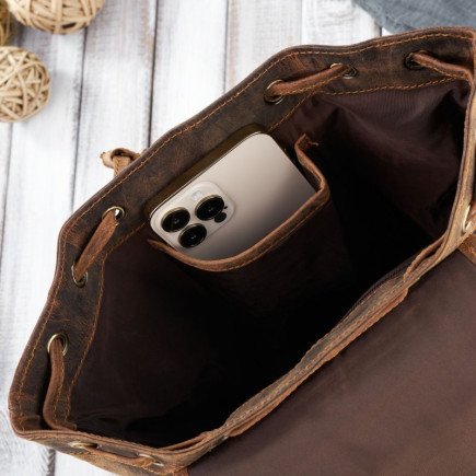 ZESTAW PREZENTOWY ZUP-100-BR PLECAK DAMSKI SKÓRZANY T-16-BR PORTFEL DAMSKI T-11-BR I BRELOK DO KLUCZY T-87-HBR