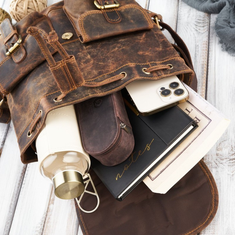 ZESTAW PREZENTOWY ZUP-101-BR PLECAK DAMSKI SKÓRZANY T-16-BR PORTFEL DAMSKI T-05-BR BRELOK DO KLUCZY T-86-HBR