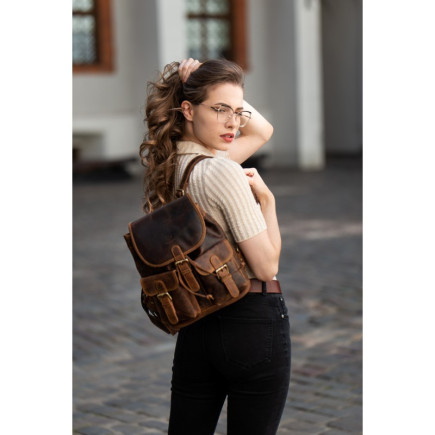 ZESTAW PREZENTOWY ZUP-101-BR PLECAK DAMSKI SKÓRZANY T-16-BR PORTFEL DAMSKI T-05-BR BRELOK DO KLUCZY T-86-HBR