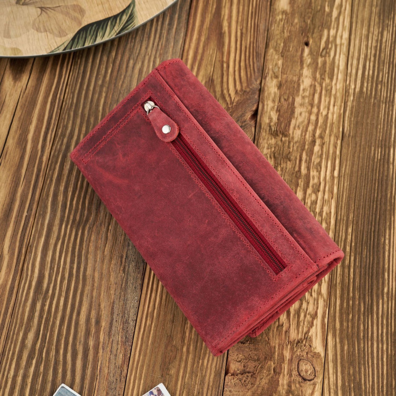 ZESTAW PREZENTOWY PORTFEL DAMSKI SKÓRZANY I BRELOK DO KLUCZY POMARAŃCZOWY PAOLO PERUZZI ZUP-104-RD