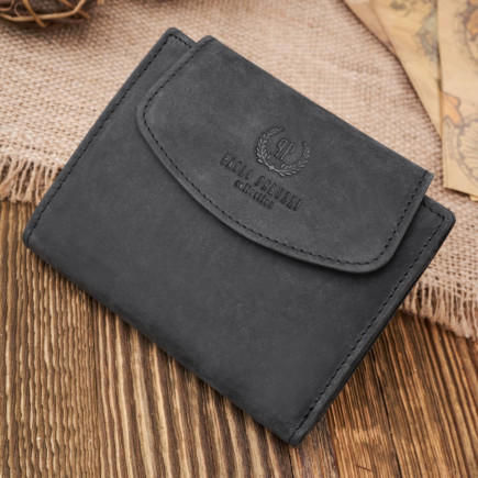 PORTFEL DAMSKI MAŁY SKÓRZANY CZARNY VINTAGE PAOLO PERUZZI T-12-HBL