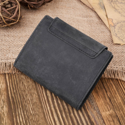 PORTFEL DAMSKI MAŁY SKÓRZANY CZARNY VINTAGE PAOLO PERUZZI T-12-HBL