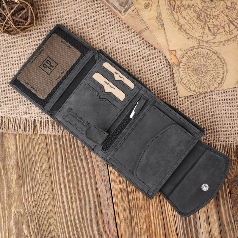 PORTFEL DAMSKI MAŁY SKÓRZANY CZARNY VINTAGE PAOLO PERUZZI T-12-HBL