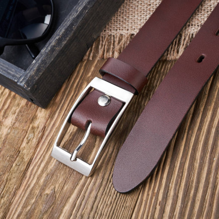 PASEK DAMSKI SKÓRZANY BRĄZOWY 100 cm ZE SREBRNĄ KLAMRĄ PAOLO PERUZZI PG-02-BRS-100