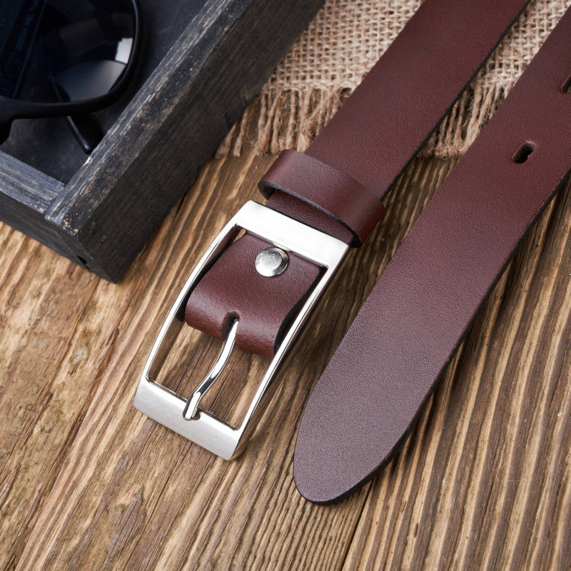 PASEK DAMSKI SKÓRZANY BRĄZOWY 100 cm ZE SREBRNĄ KLAMRĄ PAOLO PERUZZI PG-02-BRS-100